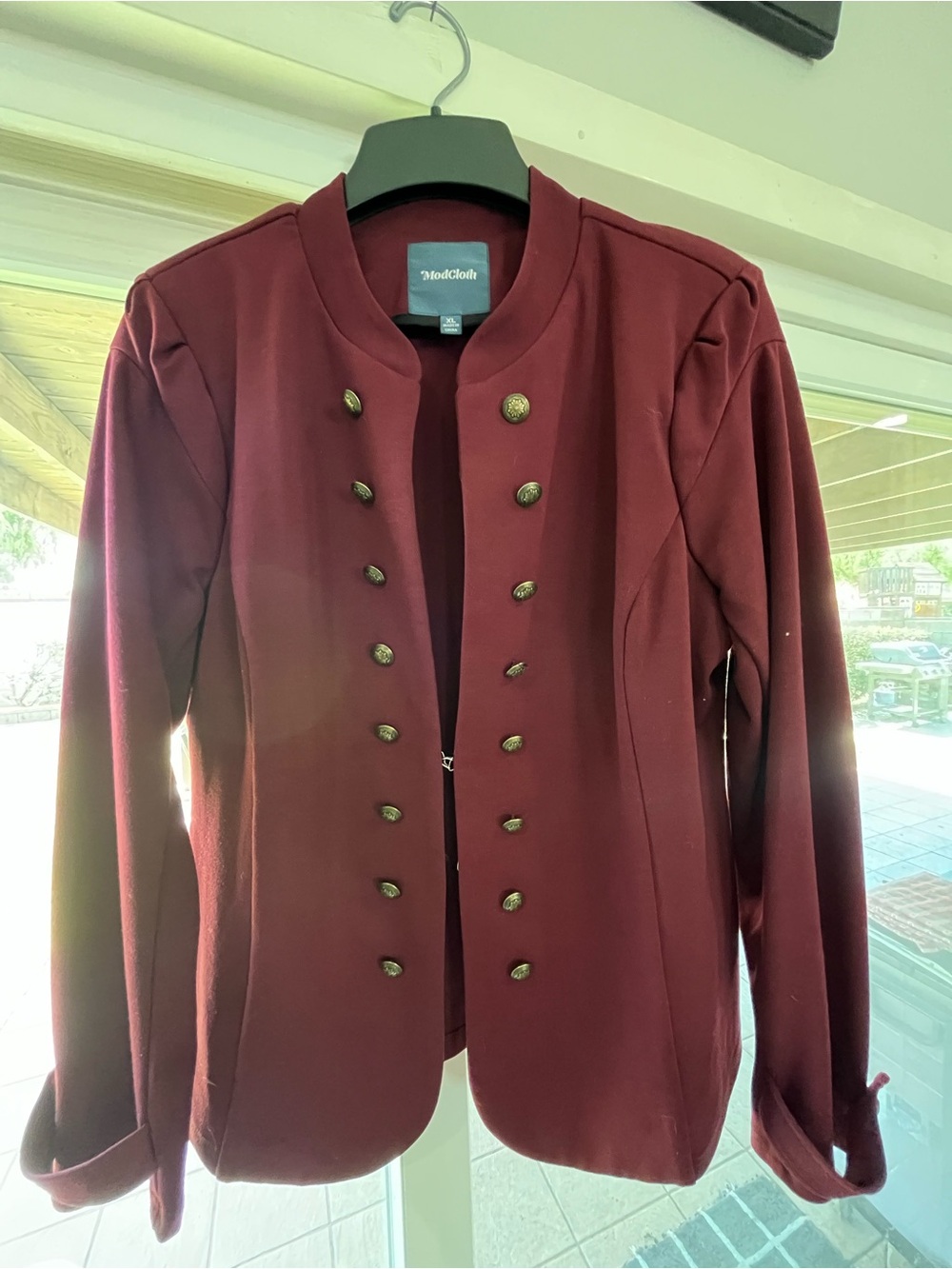 Modcloth Maroon Military-Style Blazer
